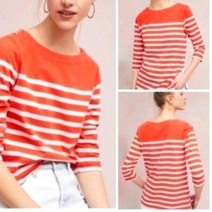 Maeve Anthro Bonnie Boatneck Orange Striped Top XS